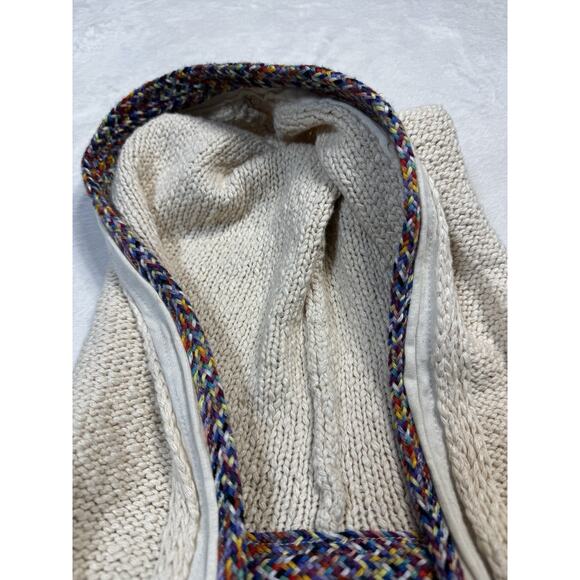Pilcro Embroidered Knit Hoodie Aztec Boho Artisan Cream Multicolor Trim SZ S - Picture 5 of 12